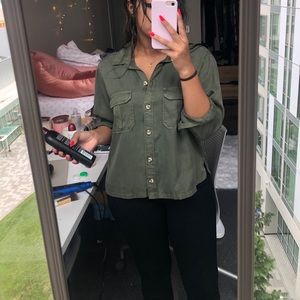 Abercrombie military green button down